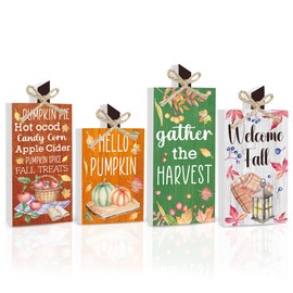 4 PCS Fall Decorations for Home Harvest Fall Letter Decor Fall Centerpieces for Tables Tiered Tray Thanksgiving Decorations Autumn Farmhouse Kitchen Mantel Table Decor