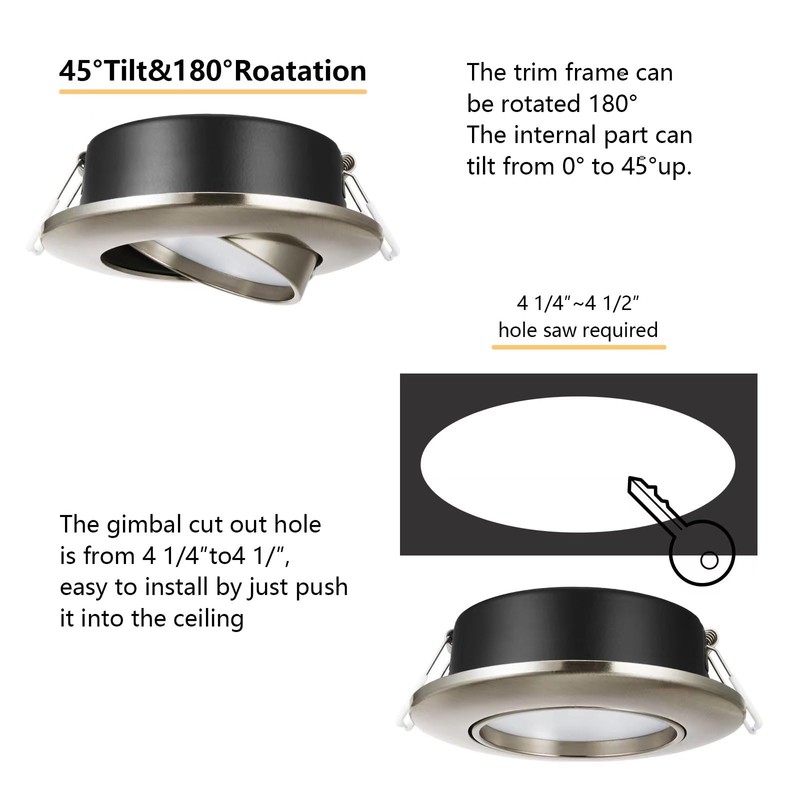 KnLnny Ware Brushed Nickel Recessed Lighting 4 Inch 6 Pack,