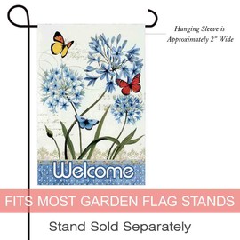 Morigins Floral Butterfly Double Sided Welcome Spring Garden Flag 12.5x18 inch