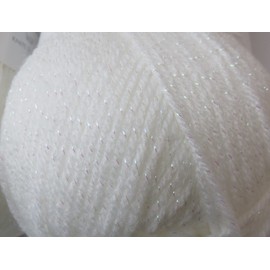 James Brett Twinkle Baby DK Double Knitting Wool Super Soft Glitter Yarn (Shade BT1), White