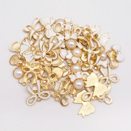 GraceAngie 1 Box 60Pcs 6 Style Bow Charm for Jewelry Making Enamel Bowknot Charms Bow Tie Cute Pendants Bulk for Women Jewelry Making Earrings Necklace Bracelets DIY Craft Supplies (White)