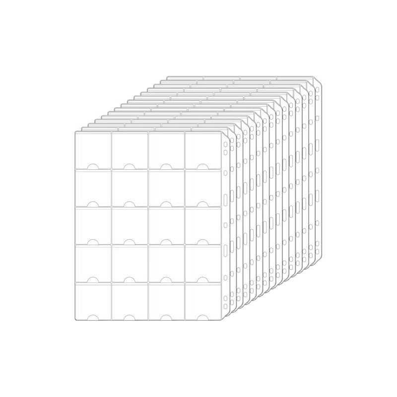 20 Sheets Premium Coin Pocket Pages for 2"x2" Coin Flips,400