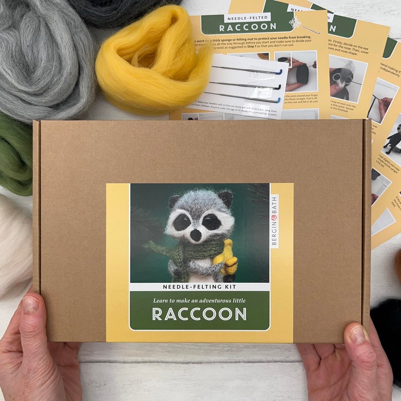 Bergin & Bath Needle Felting Kit, Raccoon - Make a