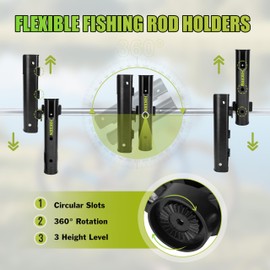 Hikeen Fishing Rod Holder for Bike, Secures Fishing Pole to Bicycle, Easy to Mount, 2 Tubes Rod Rack for Bicycle, Beach Car, Fishing Chair, ATVS, Boats, Carts