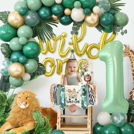 Wild One Birthday Decorations For Boy Jungle Safari Theme First Birthday Party Supplies Baby Boy 1st Birthday Decoration Highchair Banner