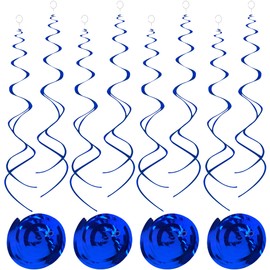 Blue Hanging Swirls Party Decorations 30 pcs Ceiling Swirl Foil Decoration for Baby Shower, Birthday Party