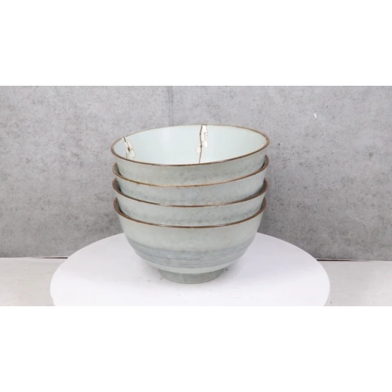 Set Of 4 Japanese Soushun Sakura Cherry Blossoms Porcelain Soup