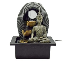 Buddha 2944 Bhumisparsha Mudra Earth Touching LED Lighted Tabletop Fountain 11" L