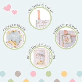 KIDS PREFERRED Guess How Much I Love You My First Baby Soft Photo Memrory Album Crinkle Soft Sensory Book Holds Three 4" x 6" Photos with Soft Fabric for Babies, 6.25x9 Inch