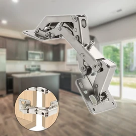 KAFENDA 170 Degree Hinges Frameless Cabinet Door Hinges, Hidden Hydraulic Adjustable Mounting, Soft Closing, Stainless Steel Buffer Damping Wardrobe, 1 Pair (Full Coverage)