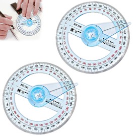2 Pcs Protractor Circle Protractor, 360 Degree Protractor Angle Measure Multi-Functional Protractor with Swing Arm Plastic Circle Ruler Geometry Tool for Classroom Office Drafting Measuring