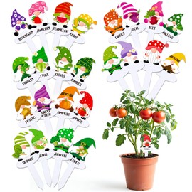 FYSUIMU 24Pcs Gnome Vegetable Plant Markers 24 Styles Funny Acrylic Garden Potted Plant Labels Sign Waterproof Plant Name Stake Tags for Nursery Indoor Outdoor Garden Decoration