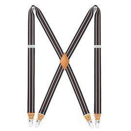 HISDERN Mens Braces with Very Strong 4 Metal Clips Suspenders One Size Fits All Men and Women Adjustable and Elastic X Form