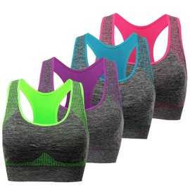 TOBWIZU Racerback Sports Bra for Women Choose - Color & Size - Padded Seamless for Women Pocket Yoga Workout Gym Bras