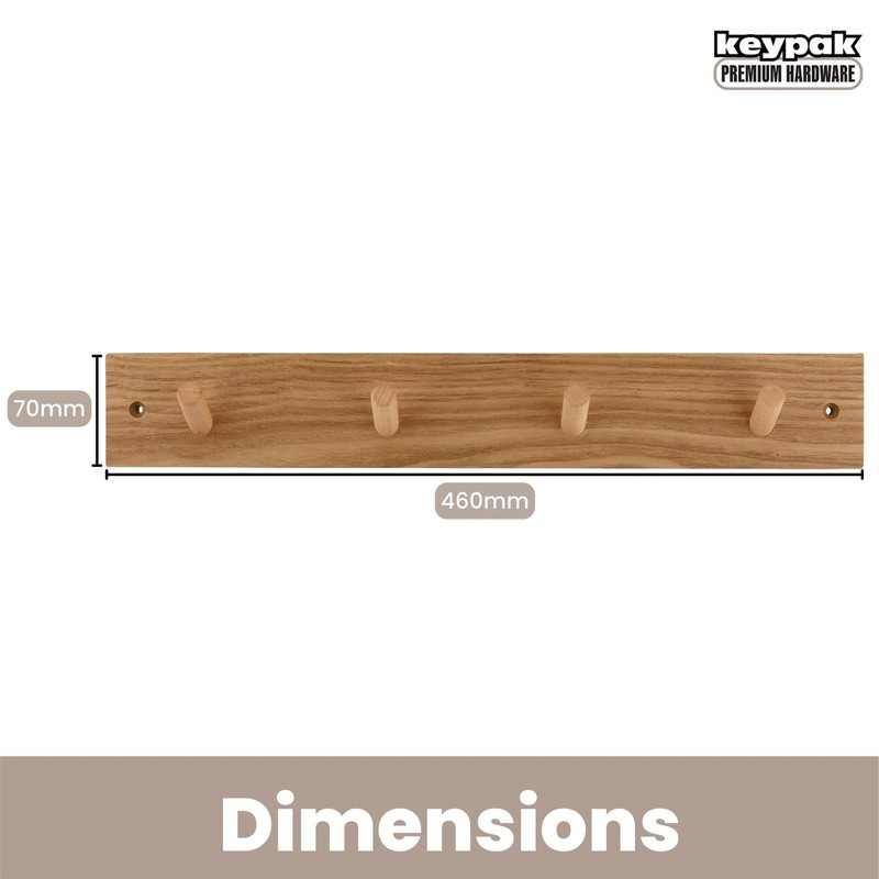 Keypak Wooden Coat Hooks –Pine Wall-Mounted Coat Rack – 46