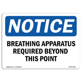 OSHA Notice Sign - Breathing Apparatus Required Beyond This Point | Rigid Plastic Sign | Protect Your Business, Work Site, Warehouse | Made in The USA
