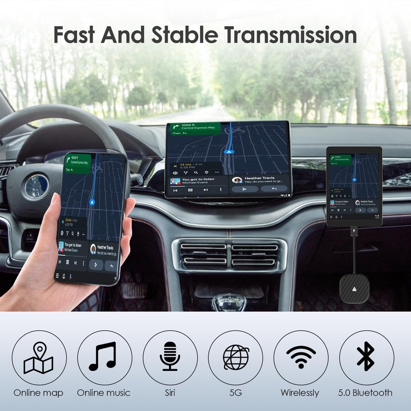 Olycism Android Auto Wireless Adapter Upgrade Wireless Android Auto Dongle