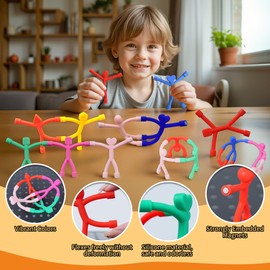 6Pcs Magnetic People Toys, Silicone Fridge Magnets for Kids 3-8, Bendable Magnetic Men Figures, Travel Fidget Toys, Classroom Rewards & Cute Decor for Refrigerator, Office, Locker