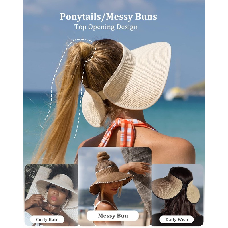 FURTALK Sun Visor for Women Wide Brim UV Protection Sun