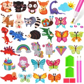 31 Pieces Children's 5D Diamond Painting Picture Set, DIY Animals Diamond Painting Sticker Kit, Crystal Art Crafts for Children and Adults Beginners