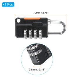 TOP-VIGOR Security Steel Cable with 4 Digit Combination Lock, 1.6Ft Coated Safety Wire Rope Double Loop Padlock, Flexible Security Cable Luggage Lock for Outdoor Travel Luggage, Black