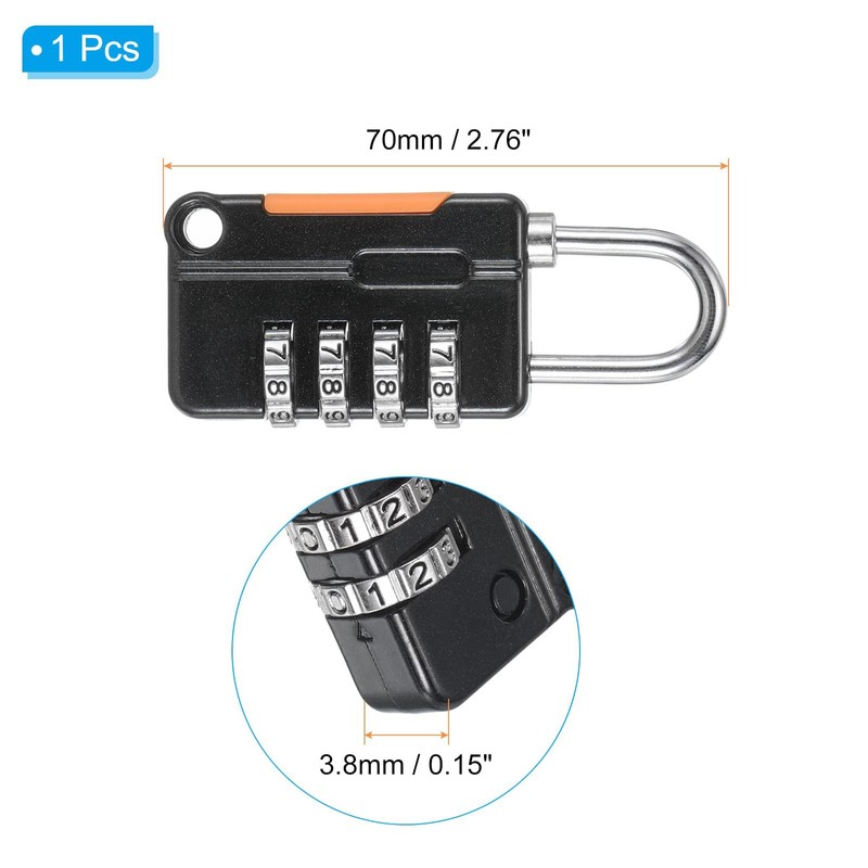 TOP-VIGOR Security Steel Cable with 4 Digit Combination Lock, 1.6Ft