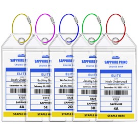 Princess Cruise Ship Luggage Tag Holders, Clear Cruise Luggage Tag Holder Zip Seal with Steel Loops，Fits Printed (Not Mailed), Princess Cruise Ships & Tags for Cruises in, 2024 & 2025（5 Pack）
