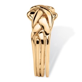 PalmBeach 14K Yellow or Rose Gold-Plated or Platinum-Plated Braided Interlocking Puzzle Ring Size 5