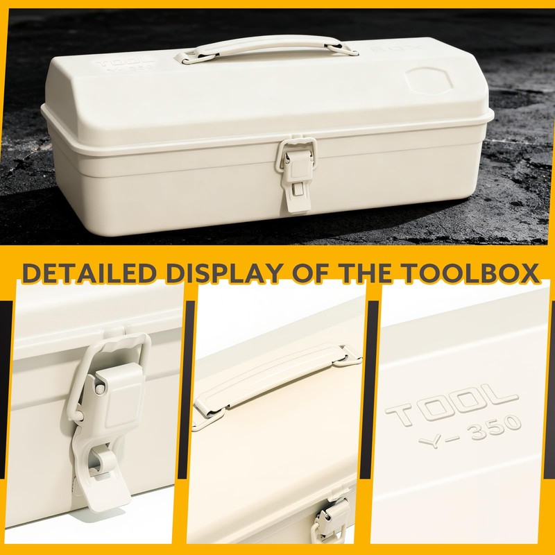 ZXTDBMBB milky white portable metal tool box Hip Roof Style