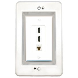 RiteAV in-Wall Cable Management Kit Recessed Outlet CAT6 2 HDMI Wall Plate