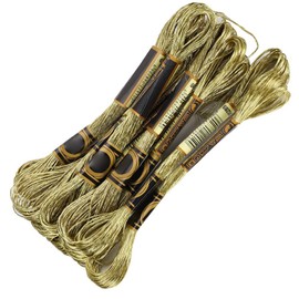 24 Pieces Cross‑Stitch Thread Set Gold Color Hand‑Made Yarn Cotton Sewing and Embroidery Floss Tool for Friendship Bracelets String