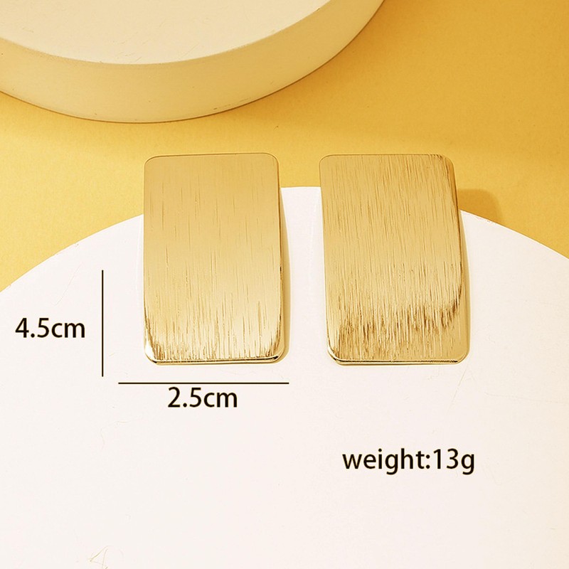 Solighter Chunky Gold Silver Rectangle Stud Earrings for Women Minimalist