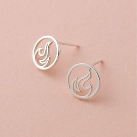 Boma Jewelry Sterling Silver Fire Element Circle Stud Earrings