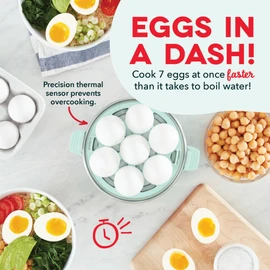 DASH Rapid Egg Cooker: 7 Egg Capacity Electric Egg Cooker for Hard Boiled Eggs, Poached Eggs, Scrambled Eggs, or Omelets with Auto Shut Off Feature - Aqua