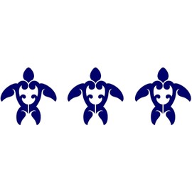 Tribal Turtle Step Marker (Set of 3) Porcelain Swimming Pool Mosaic (4" x 4", Blue)