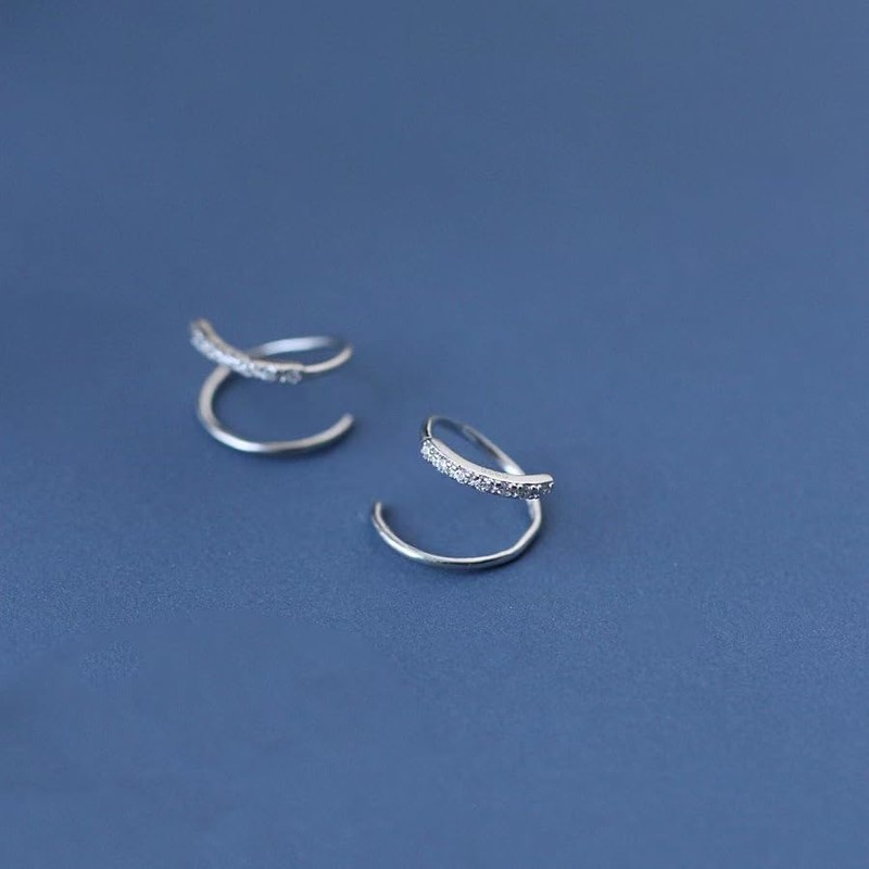 2Pairs 925 Sterling Silver Twist Wrap Spiral Earrings Double Hoop