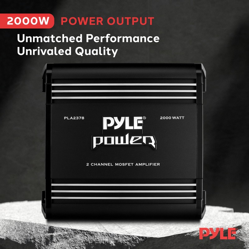 Pyle 2 Channel Car Stereo Amplifier - 2000W High Power