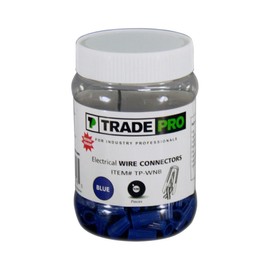 TRADEPRO (TP-WNB) Blue Twist-On Wire Connector 100 Pack, Safely Connect Multiple Electrical Wires (14-22 AWG) | 300 V Max Voltage, Flame Retardant Thermoplastic Shell with Zinc-Plated Spring