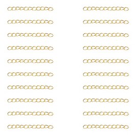 Ruwado 60 Pcs Necklace Extension Chain Metal Silver Gold Twist Removable Tail Long Extender Chains Accessories for Jewelry Making Bracelet Anklet Keychain DIY Kit Supplies (5 cm - Gold)