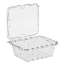 Glownary Inline Plastics Safe-T-Fresh Rectangular Container, Tamper-Resistant, Hinged with Flat Lid (64 oz)