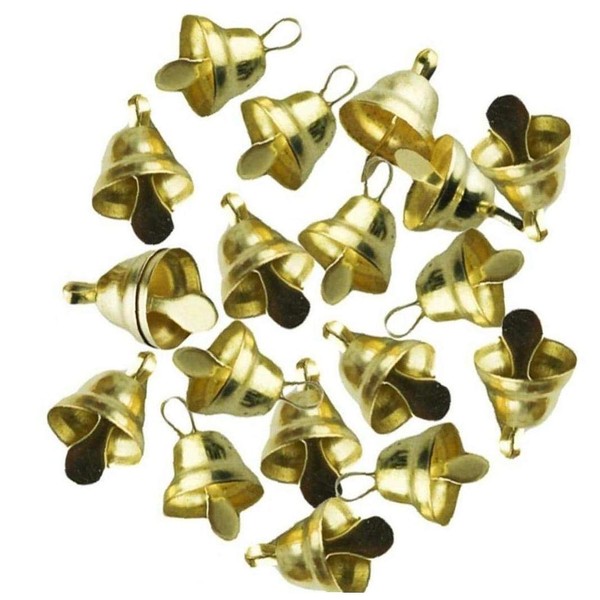 20 Pcs Xmas Mini Gold Jingle Bells Ornaments Small Gold Metal Bells Decorations for Home Christmas Xmas Tree Decorative Craft