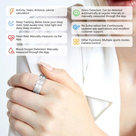 GenXenon Fitness Tracker Smart Ring,Step Counter,Heart Rate Blood Oxygen Sleep Tracker Health Ring, 6ATM Waterproof Long Battery Life Smart Rings Compatible with iOS & Android （Silver US10-3）
