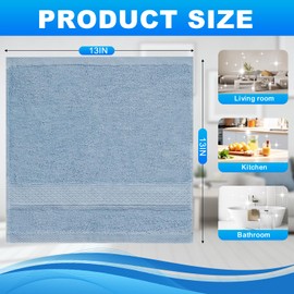 Washcloths Set, 6-Pack Cotton Wash Cloths, 13x13 Inch, Light Blue