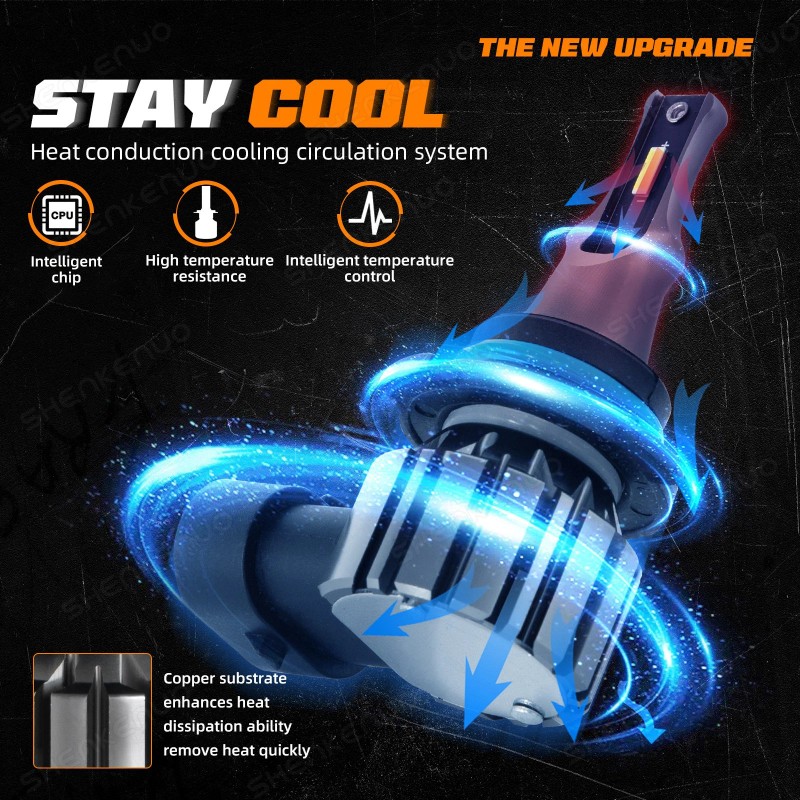 SHENKENUO 4x H7 H11B LED Headlight Bulbs Kit High Low