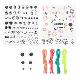 Lantern Art & Craft Kit, DIY Decorating Craft Kits, Cute Cartoon Make a face Stickers, 2 Sheets Embossing Facial Stickers, 3 Pairs of Googly Eyes, 4 Pairs of Multi-Color Strings