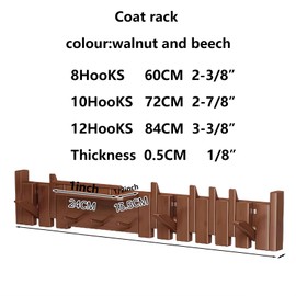 Wall Mounted Piano Key Hanger | Flip Style Hook | Entrance Wall Art Hook, Made of Oak Wood (3 Times Painted, 4 Times Polished) (Fence Beech, 12Hooks)