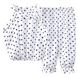 YETANLID Baby Girls Two Pieces Outfit Set Infant Babys 2PCS Summer Sleeveless Crop Top Strap Halter Shirt Thin Style Bloomers Set White Polka Dots Size 6-12 Months