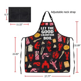 ENSIANTH Crawfish Boil Aprons Gifts for Seafood Lovers Crawfish Cooking Apron Lobster Kitchen Restaurant Chef Aprons with Pocket (2579 Crawfish Boil Apron)