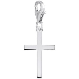 Sterling Silver Cross Charm with Lobster Claw Clasp, Charms for Bracelets and Necklaces