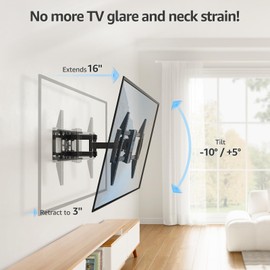 MOUNTUP Full Motion TV Wall Mount for Most 42-82 inch TVs, Wall Mount Bracket with Articulating Swivel and Tilt, TV Mount Max VESA 600x400mm, Holds up to 100lbs Fits 16" Stud